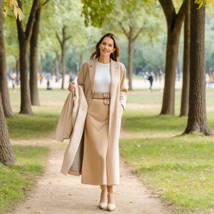 Styliser une jupe beige pour un style naturel élégant