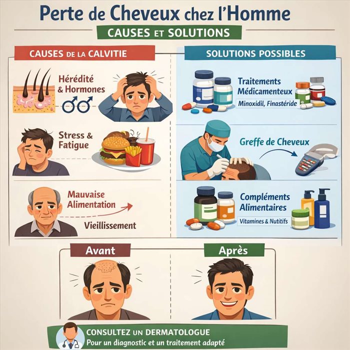 Perte de cheveux chez l’homme : causes et solutions
